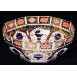 A Royal Crown Derby octagonal Imari pattern fruit bowl, 1920,  24.5 x 24.5cm, printed mark