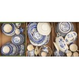Miscellaneous English blue printed earthenware, early 19th - early 20th c A large lot, several