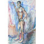 Stuart Bowes - Standing Male Nude, watercolour, signed lower right in pencil, 55 x 35cm Generally