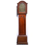 A George III oak longcase clock, William Draper, Maldon, the 11.5" breakarched brass dial with