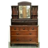 A Edwardian mahogany dressing chest,  184cm h; 52 x 120cm Original condition and complete but much