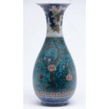 A Japanese cloisonne decorated porcelain blue and white vase, Meiji period, baluster shape, 45.5cm