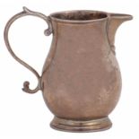 A George I silver cream jug, of baluster shape with scroll handle, 78mm, by James Smith I, London