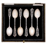 A set of six Edwardian pierced silver coffee spoons, by Joseph Rodgers & Sons, Sheffield 1921,