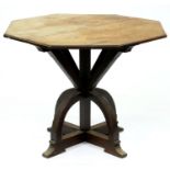 A Victorian Reformed Gothic oak table, based on a design by A W N Pugin, of exposed construction