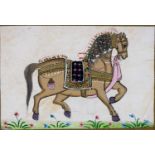 Ottoman miniature, 18th/early 19th c - A Richly Caparisoned Horse, mixed media on fabric, 65 x