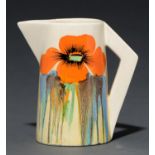 Clarice Cliff. An A J Wilkinson Delicia Poppy conical jug, 1932, 13.5cm h, printed marks Two fine