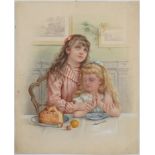 English School, 19th c - Grace and Temptation, watercolour, 45.5 x 37cm, unframed Minor handling