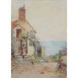 Benjamin David Sigmund (1857-1947) - Shelley's Cottage Lynmouth, watercolour, 23 x 17cm