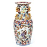 A South East Asian earthenware vase, second half 20th c,  decorated in 19th c Canton style with gilt