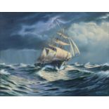 Keith English (1935-2016) - A Storm at Sea, signed, oil on canvas, 75 x 100cm Good condition