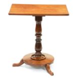 A Victorian mahogany lamp table,  the associated top on turned pillar with lotus calyx, round base