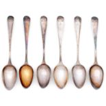 A set of six George III silver teaspoons, Old English pattern, by George Smith II and Thomas Hayter,