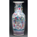 A Chinese Canton famille rose vase, late 19th c, 62cm h Restored