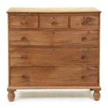 A Victorian mahogany chest of drawers, 108cm h; 53 x 110cm Stripped