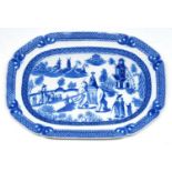 A Ralph Wedgwood blue printed earthenware 'Elephant Chinoiserie'  pattern meat dish, c1796-1801,