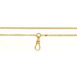 A Victorian gold long chain, late 19th c, 98cm, marked 18c, 17g Good condition