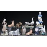 Ten Royal Copenhagen figures and models of animals, largest 24cm, printed and painted marks and