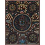 A Tibetan Buddhist painting on cotton, Mandala Thangka, 55.5 x 42.5cm Apparently good condition,