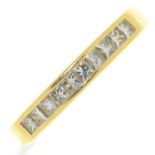 A ten stone diamond ring with princess cut diamonds, in 18ct gold, 4.6g, size O Good condition
