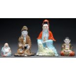 A Chinese porcelain figure of Guanyin and a miniature figure of Budai, 20th c, Guanyin 20cm h and