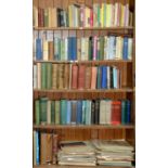 Five shelves of books, miscellaneous general shelf stock and music