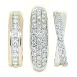 A diamond ring, in 18ct white gold, 5.7g, size O½ and two other diamond rings, in white gold, 8g,