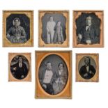 Victorian photographs. Four daguerreotypes  of a couple, separately and together and two children,