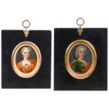 American School (?), early 19th c - Portrait miniatures of a Nobleman and Lady of the Zollicoffer