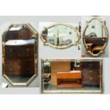 One and a pair of octagonal and shaped oval mirrors, late 20th / 21st c, in Venetian style, with
