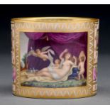 A Derby coffee can, c1795, painted by James Banford with 'The Genius of Modesty Preventing Love