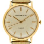 A Mappin & Webb 9ct gold gentleman's wristwatch, 34mm, plated bracelet Case back engraved with