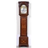 A George III eight day oak longcase clock, Johnson Dover, the 12.5" breakarched, silvered brass dial