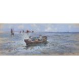 Joseph Hughes Clayton (1864-1940) - The Rowing Boat, signed, watercolour, 25 x 61cm Very slight