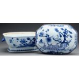 A Chinese export blue and white soup tureen and a contemporary cover, late 18th c, the tureen with