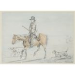 Henry Thomas Alken (1785-1851) - The Gamekeeper, pencil and gouache, 15.5 x 22cm Good condition