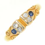 A Victorian sapphire and diamond ring, in 18ct gold, Chester 1899, 3.3g, size N Good condition
