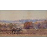 Henry Sikes RBA (1855-1921) - Ploughing Scene, signed, watercolour, 18 x 31.5cm Provenance: Trim