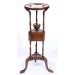 A mahogany wig or basin stand, early 20th c, in George III style, 84cm h and a Davenport bone