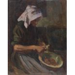 Dame Laura Knight DBE, RA, RWS (1877-1970) - Staithes Fisherwoman, oil on panel, 29.5 x 23cm