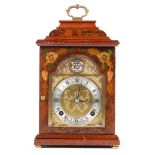 A walnut and marquetry mantle clock, F W Elliott Ltd, late 20th c, in the form of a mid 18th c