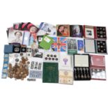 Coins. United Kingdom proof sets 1983, 2001 and 2002, cased and BU commemorative crowns and