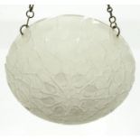 'Charmes'. A Lalique frosted glass plafonnier, 34cm diam, moulded mark R LALIQUE, suspended from