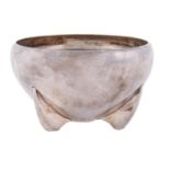 An art deco EPNS bowl on three fin feet, c1930, 17cm diam, maker J B & S Good quality and condition