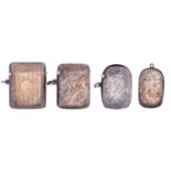 Four Victorian - George V silver vesta cases, 43mm and smaller, by various makers, 2ozs 15dwts