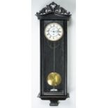 An ebonised Vienna wall timepiece, late 19th c, the enamel dial with subsidiary seconds ring and