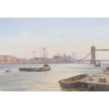 Ashton Cannell RSMA (1927-1994) - Tower Bridge, signed, watercolour, 34 x 50.5cm and a typically