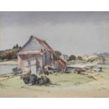 Stanislaus Soutten Longley RI, RBA (1894-1966) - The Haven Quay Mudeford, signed, signed again and