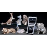 Six Lladro models of animals, various sizes, printed marks and two other items also Lladro, boxed (