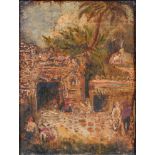 British School, 19th c - Indian Scene, oil on board, 21 x 16cm Poor condition and dirty, medium thin